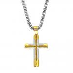 Stainless Steel Chain With Gold Cross Pendant